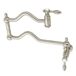 Kingston Brass KS2108TAL Tudor Wall Mount Pot Filler, Brushed Nickel - Kingston Brass KS2108TAL