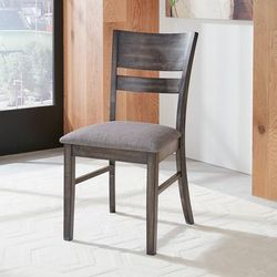 Transitional Slat Back Upholstered Side Chair In Dark Umber Brown Finish - Liberty Furniture 133-C1501S