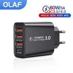 OlPG-Chargeur USB de type C QC 3.0 pour téléphone portable adaptateur mural charge rapide pour