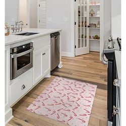 CANDY CANE KISSES PINK Kitchen Mat By Kavka Designs