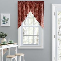Lexington Leaf- Candlewick Leaf Pattern On A Colored Ground- Tailored Swag by Ellis Curtains in Brick