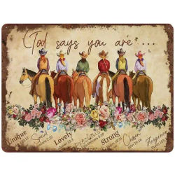 God SenciYou are Cowgirl Bible Verse Inspirational Vintage 18/Sign for Horse Lovers Cowgirl