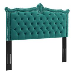 Louisa Tufted Performance Velvet Twin Headboard in Teal