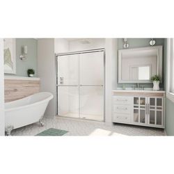 Dreamline DreamLine Duet 36 inch D x 48 inch W x 74 3/4 inch H Semi-Frameless Bypass Shower Door in Chrome with Center Drain Black Shower Base Kit DL-6955C-88-01