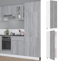 vidaXL Armadio per Frigo Grigio Sonoma 60x57x207 cm Legno Multistrato