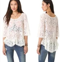 Free People Tops | Free People Ivory Cream Lace Top Small | Color: Cream/White | Size: S