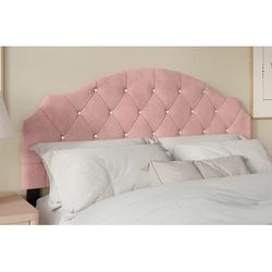 Oakley Upholstered Crystal Diamond Tufted King Headboard in Pink - CasePiece USA C80091-741