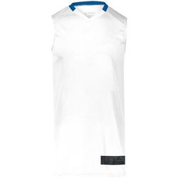Augusta Sportswear 1730 Athletic Step-Back Basketball Jersey T-Shirt in White/Royal size Large | Polyester