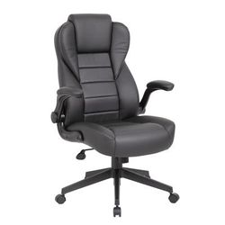 Boss Executive High Back CaressoftPlus Flip Arm Chair - Boss Office Products B8551-BK
