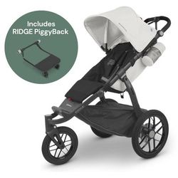 UPPAbaby Ridge Jogging Stroller + PiggyBack Ride-Along Bundle - Bryce (White / Carbon)