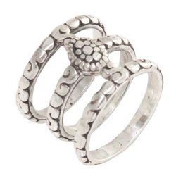 Bali Trio,'Hand Made Sterling Silver 3 Band Ring from Indonesia'