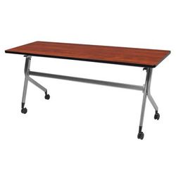 Regency En Route Flip Top Mobile Training Table 48 in x 24 in.- Cherry top & Grey Base - Regency MMFB4824CHGY