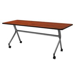 Regency En Route Flip Top Mobile Training Table 60 in x 24 in.- Cherry top & Grey Base - Regency MMFB6024CHGY