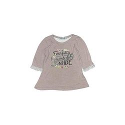 Southern Grace 3/4 Sleeve T-Shirt: Gray Tops - Kids Girl's Size 6