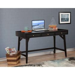 Flynn Large Desk in Black - Alpine Furniture 966BLK-66