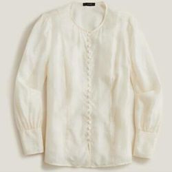 J. Crew Tops | J. Crew Eco Cupro-Blend Covered Button Top | Color: Cream/White | Size: 4