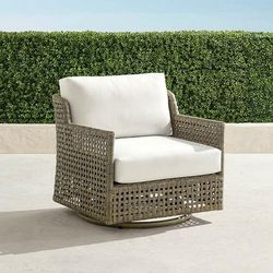 Seton Swivel Lounge Chair with Cushions in Desert Wicker - Standard, Charcoal - Frontgate