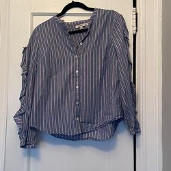 Madewell Tops | Madewell Striped Frill-Sleeve Shirt | Color: Blue | Size: M