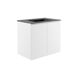 "Bryn 30" Wall-Mount Bathroom Vanity in White/Black"