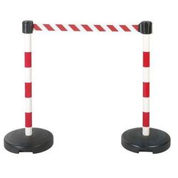 Kit 2 Poteaux Pvc R/b Socle À Lester Une Sangle Hachurée 50 Mm X 5 M - Novap