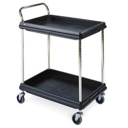 Metro BC2030-2DBL 2 Level Plastic Utility Cart w/ 400 lb Capacity, Raised Ledges, Polymer, 32-3/4" x 21-1/2", Black