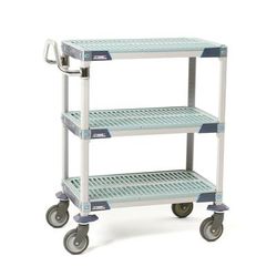 Metro MXUC2436G-25 2 Level Polymer Utility Cart w/ 900 lb Capacity, Flat Ledges, Gray