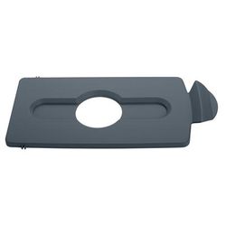 Rubbermaid 2007897 Hinged Lid Insert for 23 gal Slim Jim Recycling Containers - Bottles/Cans, 16 1/2" x 8", Gray