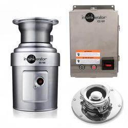 InSinkErator SS-100-5-CC101 208/3 Disposer Package w/ 5 Adaptor & CC101 Panel, 1 HP, 208v/3ph, Stainless Steel