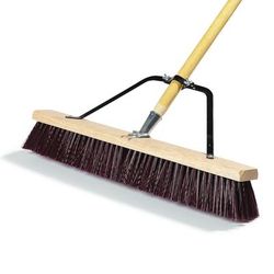 Carlisle 367378TC00 24" Floor Sweep w/ Wood Handle & Maroon Stiff Plastic Bristles, Beige