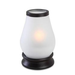 Sterno 80384 Draper Candle Lamp - 4 1/8"D x 7 1/4"H, Frost Glass/Wood, White, Case of 6