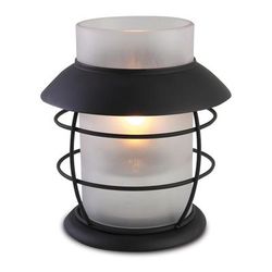 Sterno 80394 Hyannis Candle Lamp - 4 15/16"D x 5 1/2"H, Clear Glass/Black Base