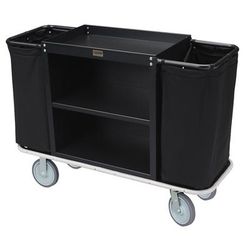 Forbes Industries 2101 Housekeeping Cart w/ 2 Shelves & 2 Bag Style - 30"W x 19"D x 30"H, Steel, Black