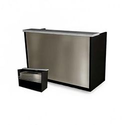Forbes Industries 4859-5 Mobile Bar w/ Ice Pan & Speed Rail - 61"L x 31"W x 49 1/2"H, Laminate w/ Avonite Top, Silver