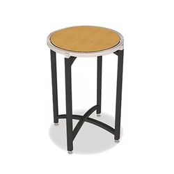 Forbes Industries 7026L-48 24" Round Collapsible Side Table w/ Laminate Top & Black Steel Frame - 48"H