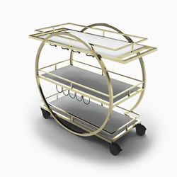 Forbes Industries F35-5575 52" Portable Bar w/ Avonite Work Surface & Shelves - 24"D x 46"H, Gold