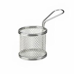 Steelite GWSVBR09 3 5/8" Round Serving Fry Basket - Stainless Steel, Case of 6