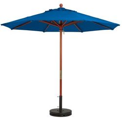 Grosfillex 98949731 7 ft Round Top Market Umbrella - Pacific Blue Fabric, Wooden Pole, 1-1/2" Wooden Pole