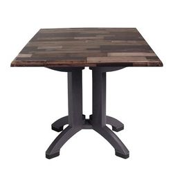 Grosfillex UT370720 32" Square Atlanta Outdoor Table w/ Umbrella Hole - Melamine, Shiplap