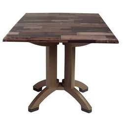 Grosfillex UT370720 32" Square Atlanta Outdoor Table w/ Umbrella Hole - Melamine, Shiplap