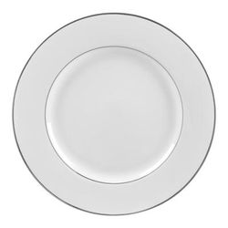 10 Strawberry Street DSL0024 12 1/4" Round Double Silver Line Round Charger Plate - Porcelain, White/Silver