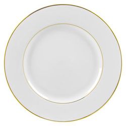 10 Strawberry Street GLD0024 12 1/4" Round Double Gold Line Round Charger Plate - Porcelain, White/Gold