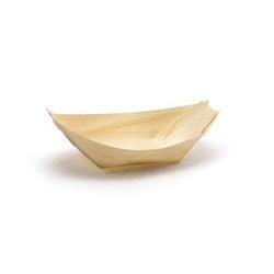 Front of the House DSD053NAW28 2 1/2 oz Servewise Disposable Serving Bowl - 4" x 2 3/4", Pinewood, Biodegradable, Beige