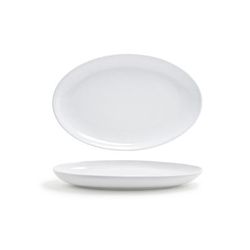 Front of the House DSP024WHP22 Oval Harmony Plate - 9 1/4" x 6 1/4", Porcelain, White