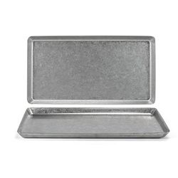 Front of the House DSP039ANS21 Rectangular Mod Plate - 12 1/2" x 8 1/4", Stainless Steel, Antique, Silver