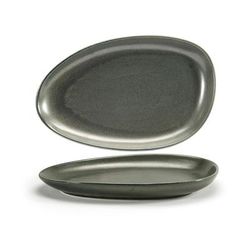 Front of the House SPT056DGP20 Oval Kiln Plate - 14" x 9", Porcelain, Sage, Green