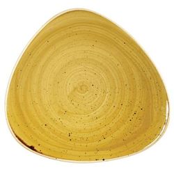 Churchill SMSSTR71 7 3/4" Triangular Stonecast Plate - Ceramic, Mustard Seed Yellow, 1 Dozen