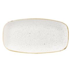 Churchill SWHSXO71 7 2/5" x 4 3/4" Oblong Stonecast Chef's Plate - Ceramic, Barley White, Case of 12