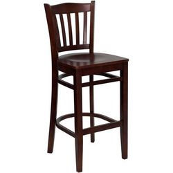 Flash Furniture XU-DGW0008BARVRT-MAH-GG Commercial Bar Stool w/ Vertical Slat Back & Wood Seat, Mahogany