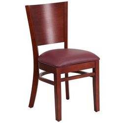 Flash Furniture XU-DG-W0094B-MAH-BURV-GG Restaurant Chair w/ Solid Back & Burgundy Vinyl Seat - Beechwood Frame, Mahogany Finish