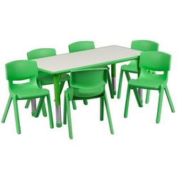 Flash Furniture YU-YCY-060-0036-RECT-TBL-GREEN-GG Preschool Activity Table & 6 Chair Set - 47 1/4"L x 23 5/8"W, Plastic Top, Green/Gray